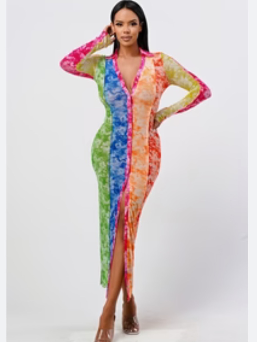 Capsule‎ Hippie Tie Dye Multi Colorblock Midi Dress M NWT